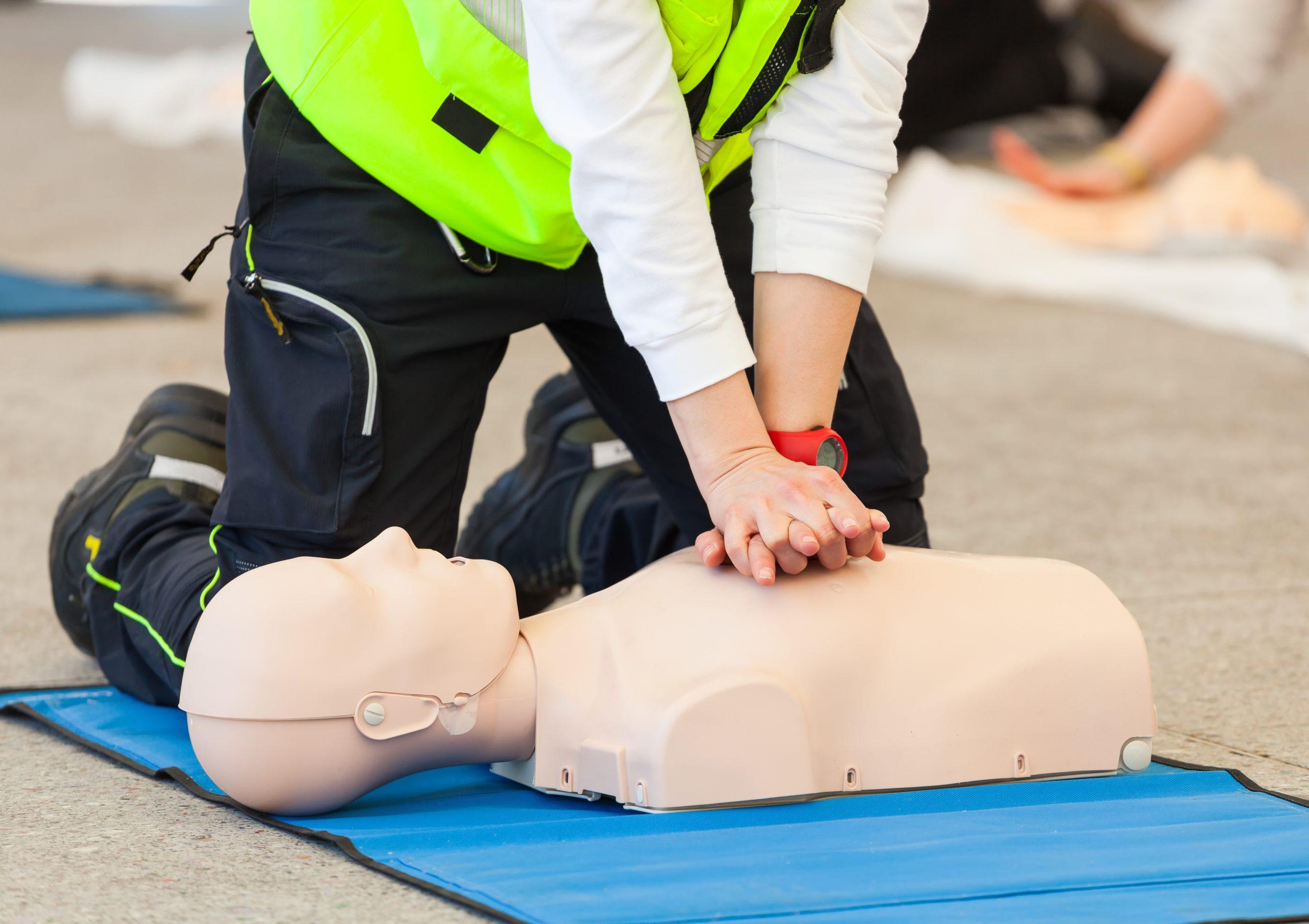 Security Guard doing First Aid